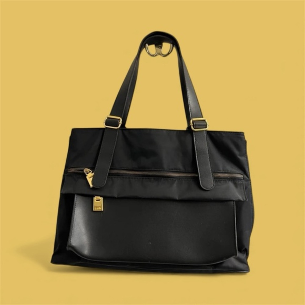 LJS Collection Elegant Shoulder Bag Tote Black Gold